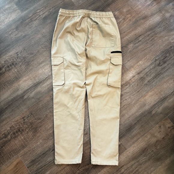 WXYZ Men's Size M Tan Beige Cargo Pants w Drawstring Straight Leg Elastic Waist - Picture 5 of 16